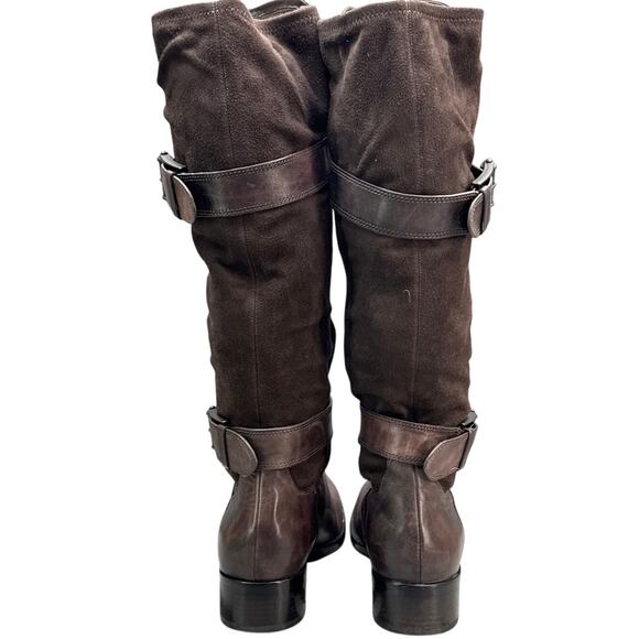 Cole Haan Whitley Brown Suede Leather Buckle Strap Tall Riding Boots Women 9.5B - Picture 4 of 7